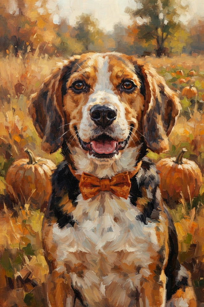 Beagle in Autumn Bowtie