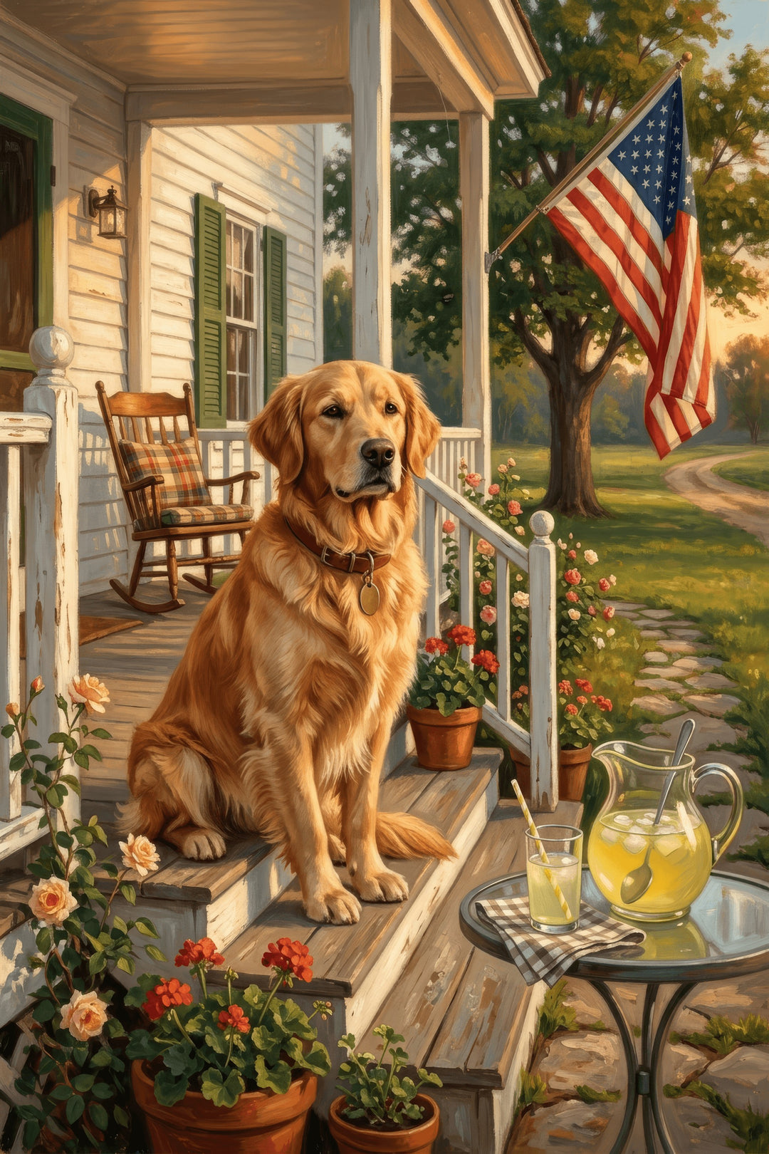 Golden Americana Canine Art