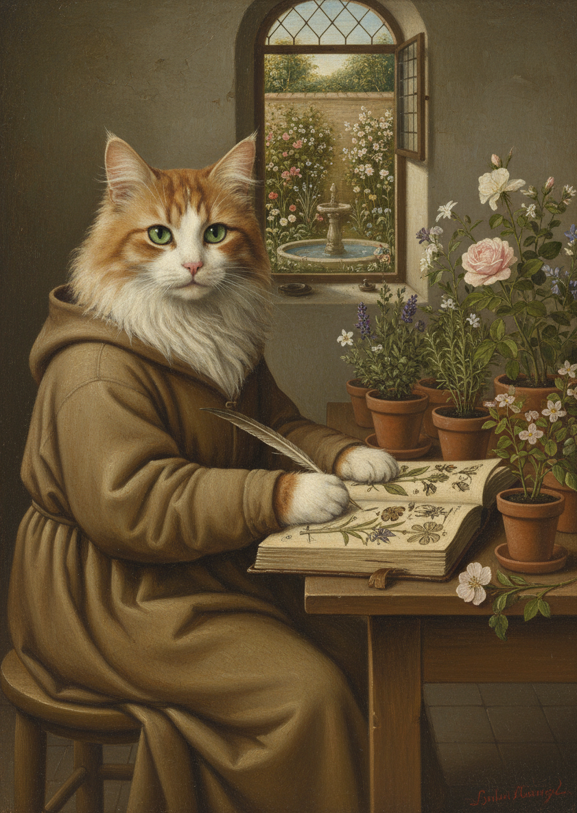 Botanical Feline Scholar
