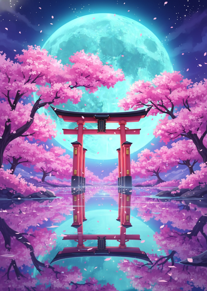 Moonlit Torii Dreams