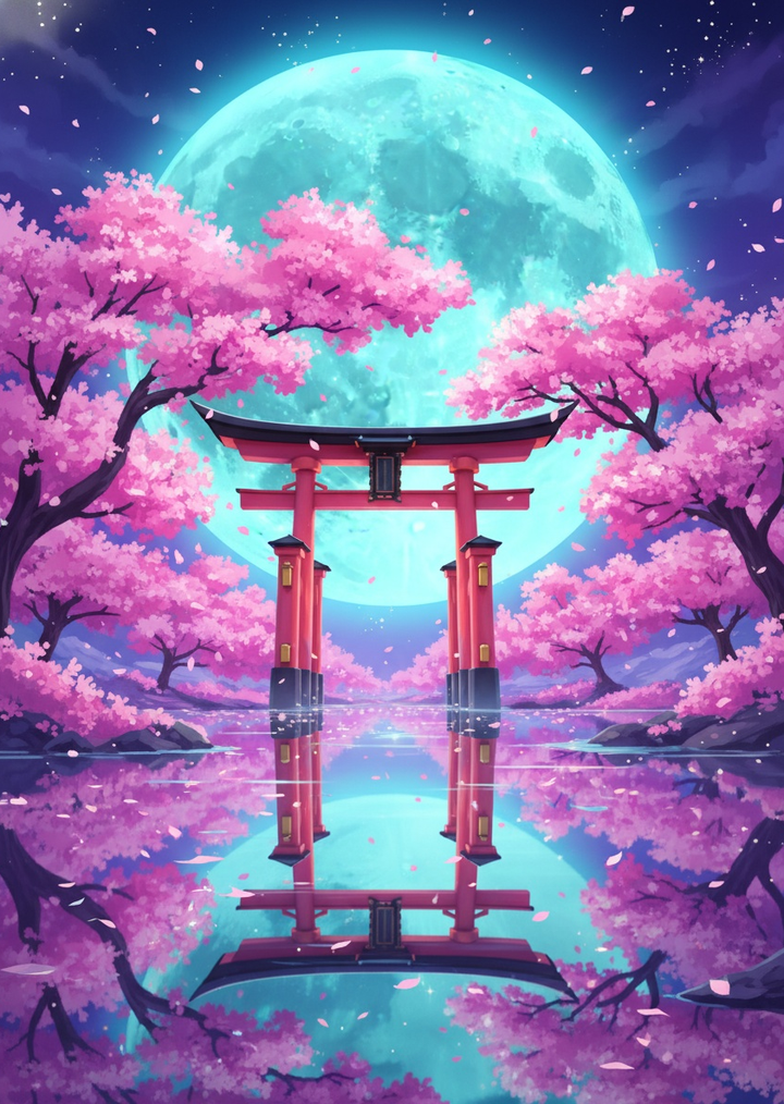Moonlit Torii Dreams