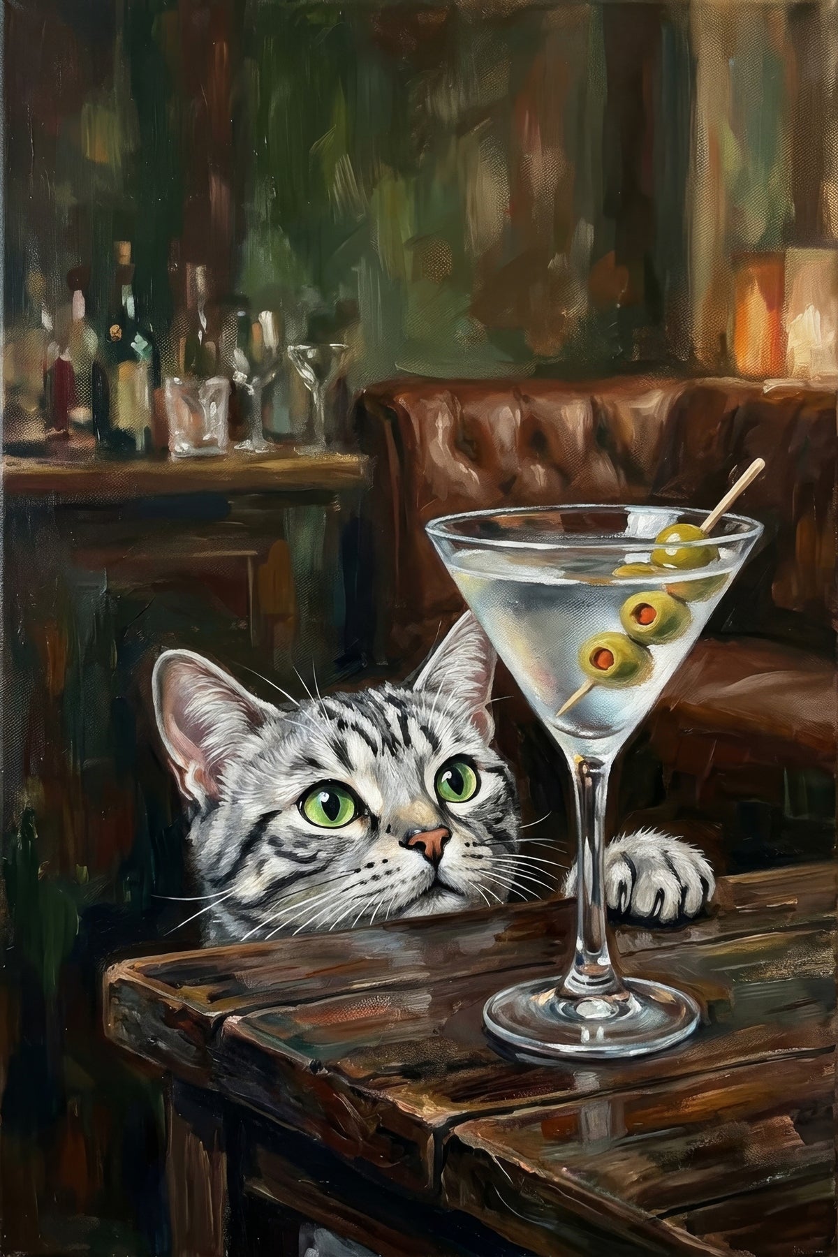 Curious Cat Cocktail Art