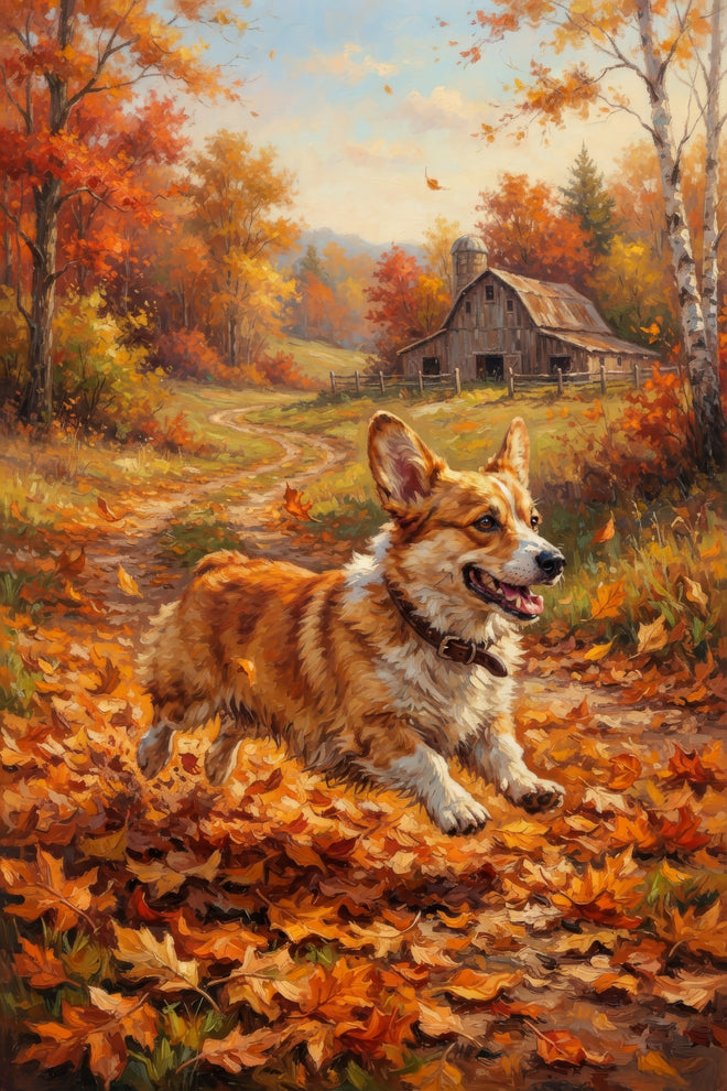 Corgi in Autumn Bliss