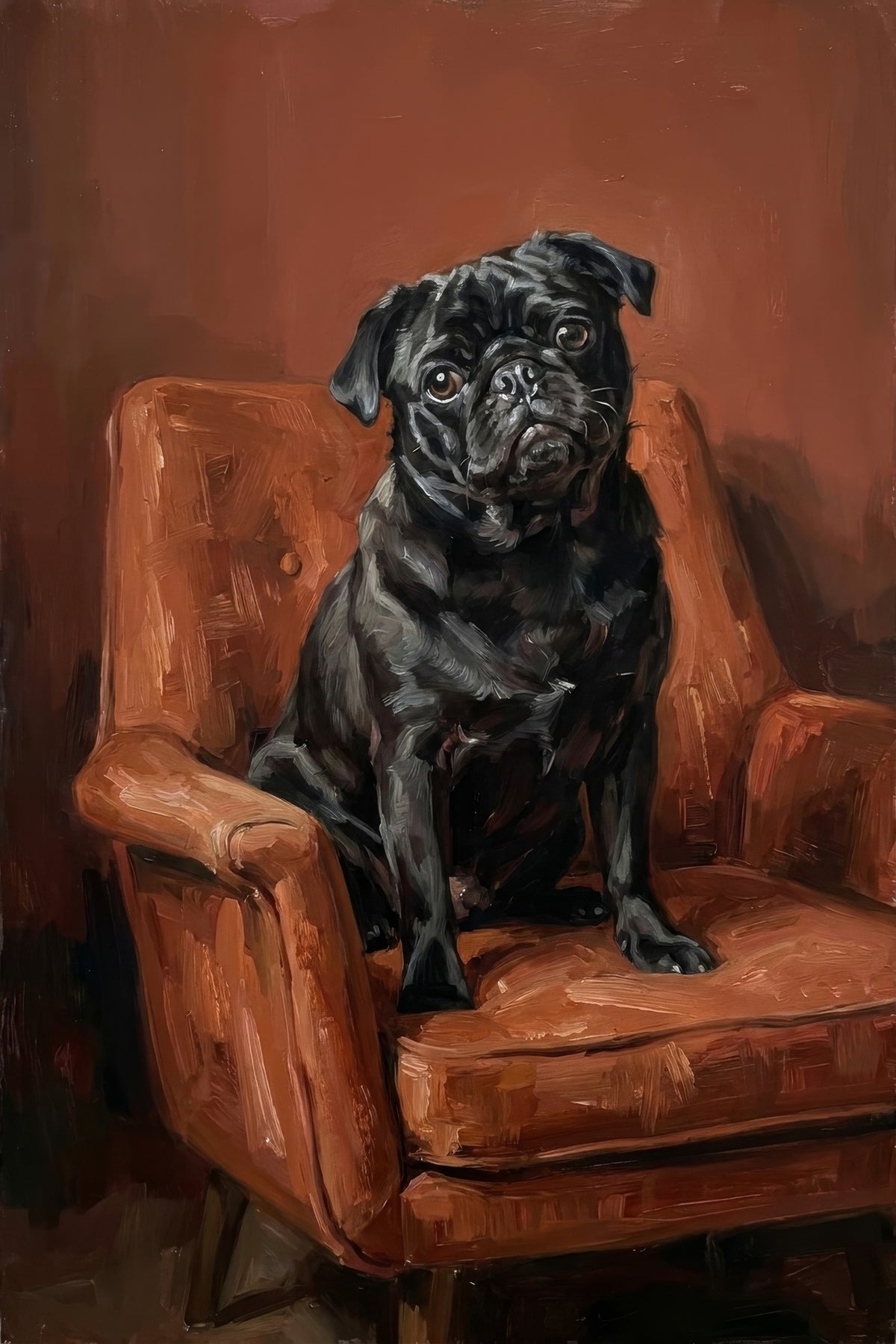 Pug in Mid-Century Charm